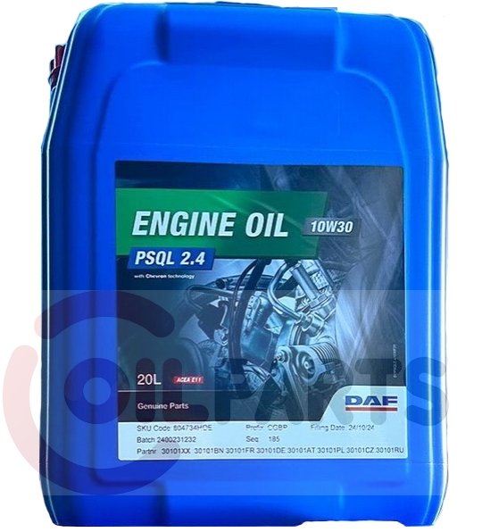 Олива моторна DAF PSQL 2.4 LD/PSQL 2.1E LD 10W-30 20 л 30106