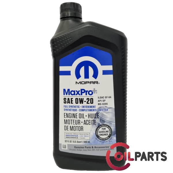 Масло MOPAR MaxPro+ SAE 0W-20 Engine Oil SP/GF-6A, 1qt